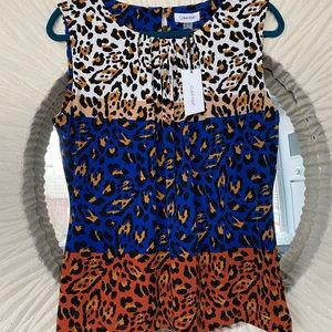 Calvin Klein sleeveless animal print blouse